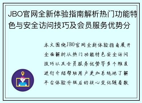 JBO官网全新体验指南解析热门功能特色与安全访问技巧及会员服务优势分享 JBO官网全新体验指南解析热门功能特色与安全访问技巧及会员服务优势分享